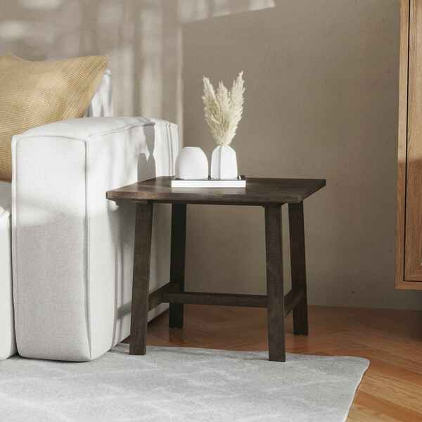Flash Furniture Eli Solid Wood Farmhouse End Table, Trestle Style Accent Table in Dark Gray LFS-4005-DKGRY-GG
